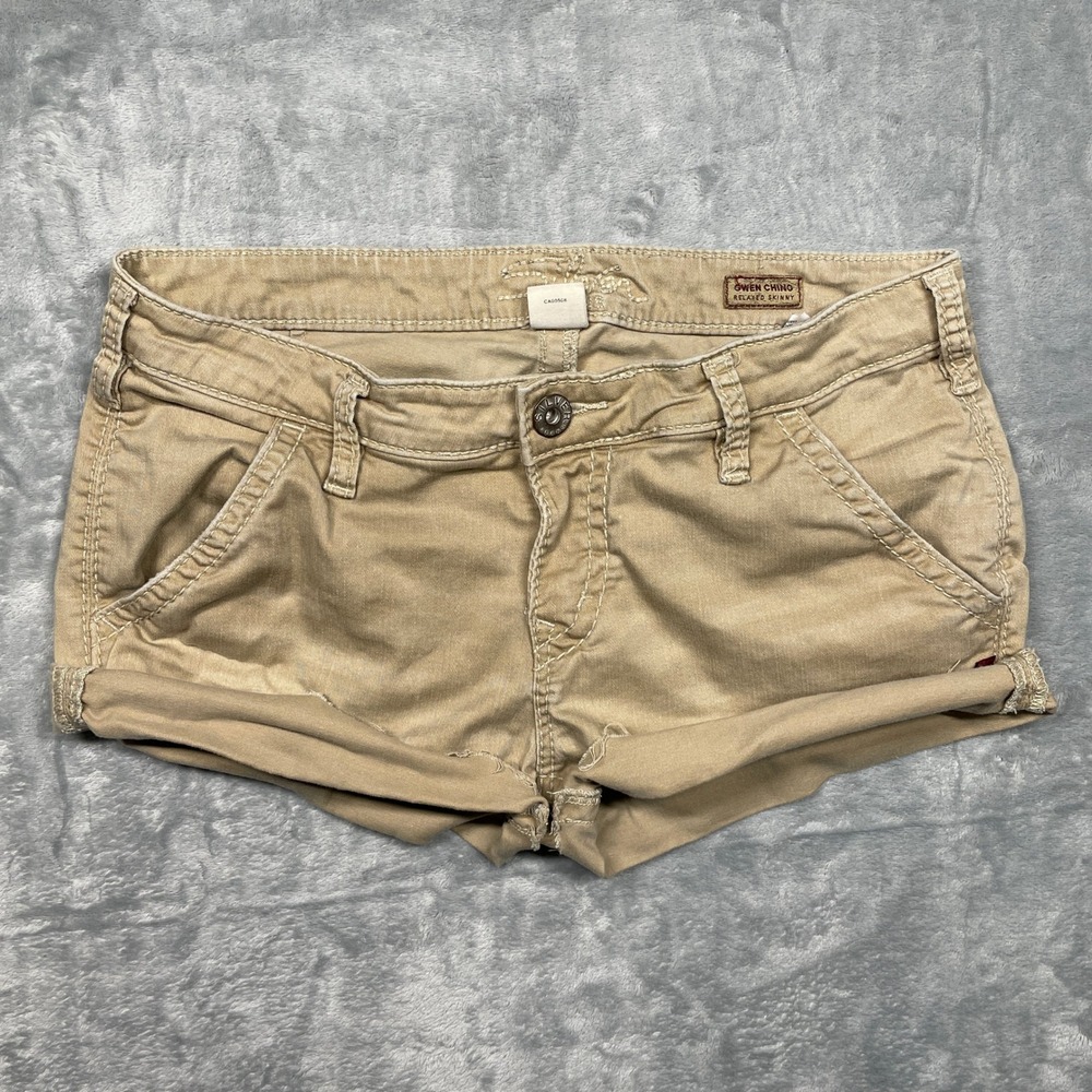 Silver Jean Gwen Chino Cut Off Short Women 28 Tan‎ Khaki Relaxed Skinny Low Rise